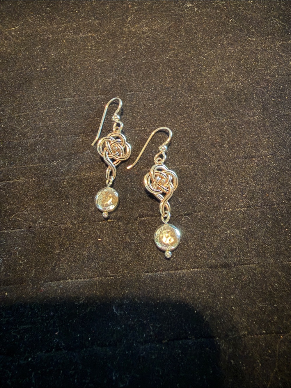 Brighton Celtic Knot/interlocking Scroll Hammered Disc French Drop Earrings